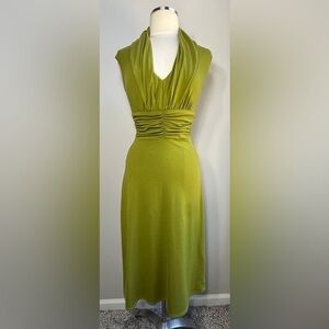 Newport News Olive Green Draped Cowl Neck Dress – Size S